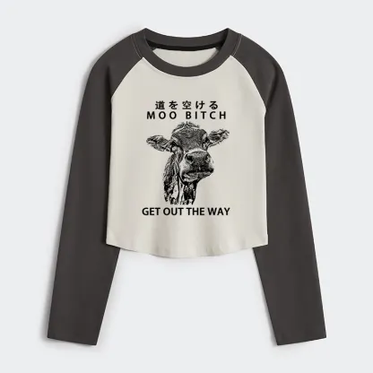 Tokyo-Tiger Funny Cow Women's Crop Raglan T-Shirt