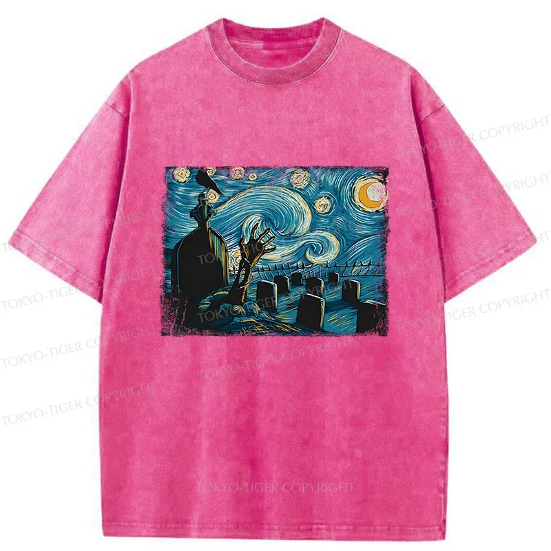 Tokyo-Tiger Halloween Under The Stars Washed T-Shirt Sale