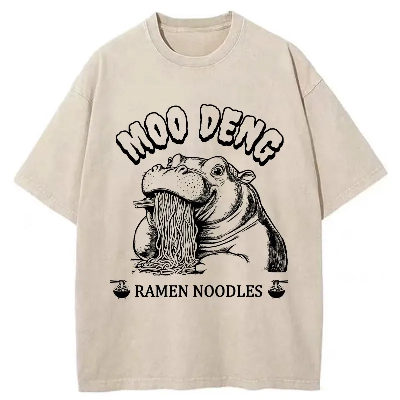 Tokyo-Tiger Ramen Lover Moo Deng Washed T-Shirt