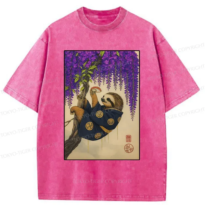 Tokyo-Tiger Japanese Sloth Washed T-Shirt