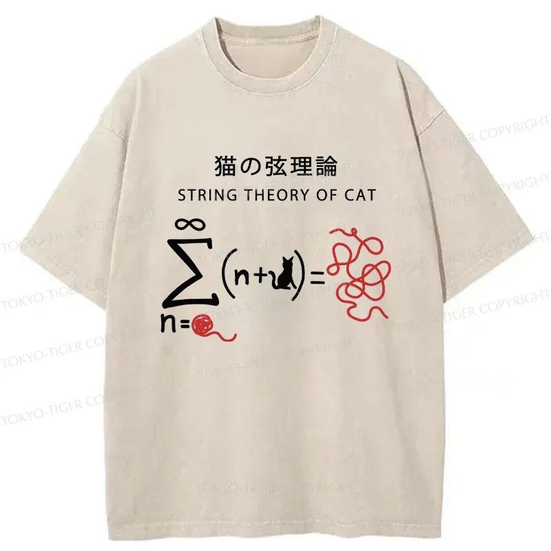 Tokyo-Tiger String Theory Of Cat Washed T-Shirt