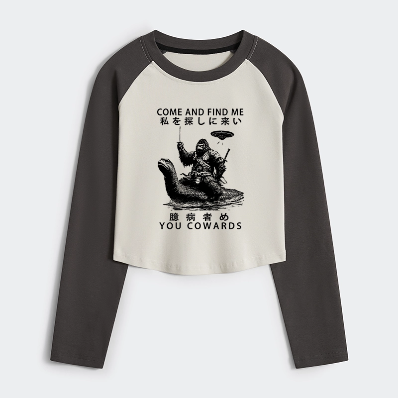 Tokyo-Tiger Can You Find Us Women's Crop Raglan T-Shirt