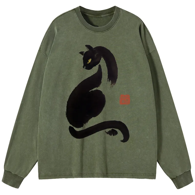 Tokyo-Tiger Delicious Chinese Food Washed Long Sleeve T-Shirt Sale
