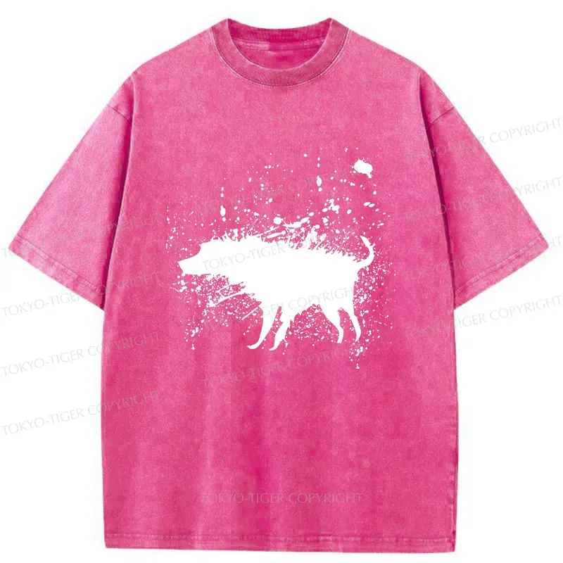 Tokyo-Tiger Tumbling Dog Washed T-Shirt