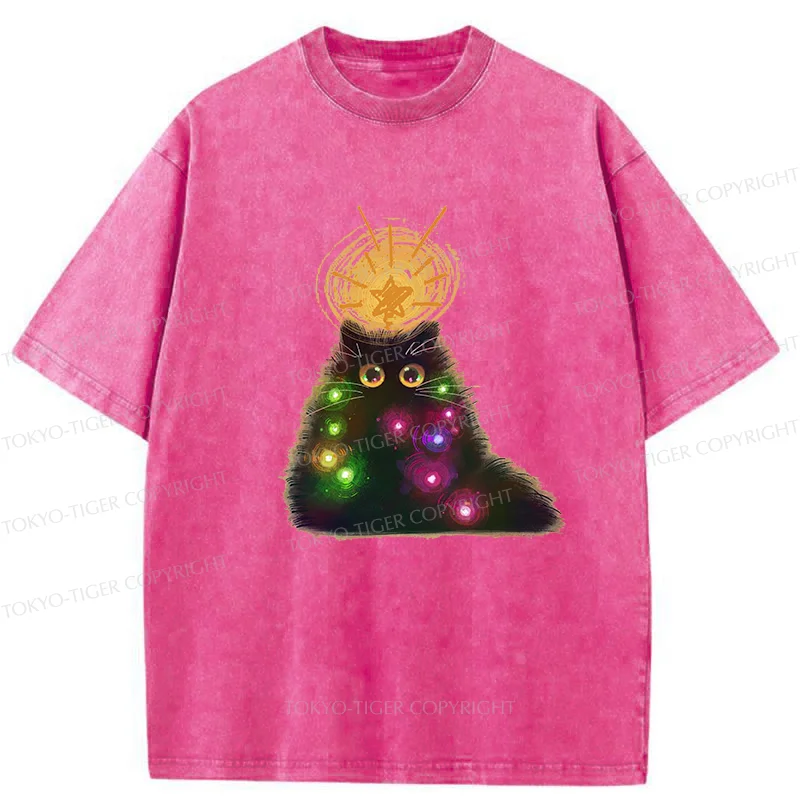 Tokyo-Tiger Christmas Cat Washed T-Shirt