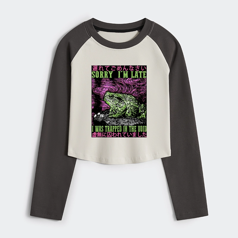 Tokyo-Tiger Frogs Trapped In The Void Women's Crop Raglan T-Shirt