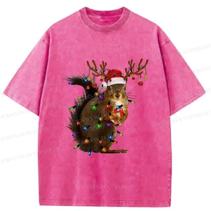 Tokyo-Tiger Christmas Squirrel Washed T-Shirt