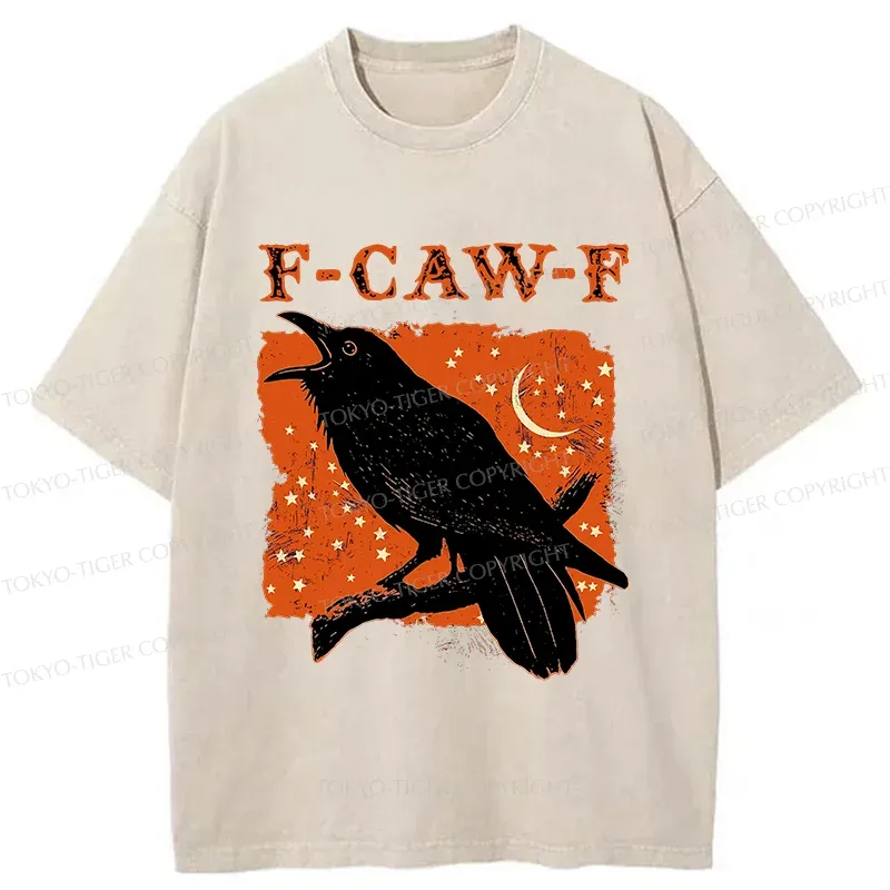 Tokyo-Tiger Funny Crow Calls Washed T-Shirt