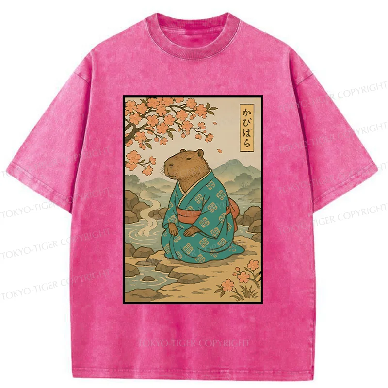 Tokyo-Tiger Japanese Capybara Washed T-Shirt