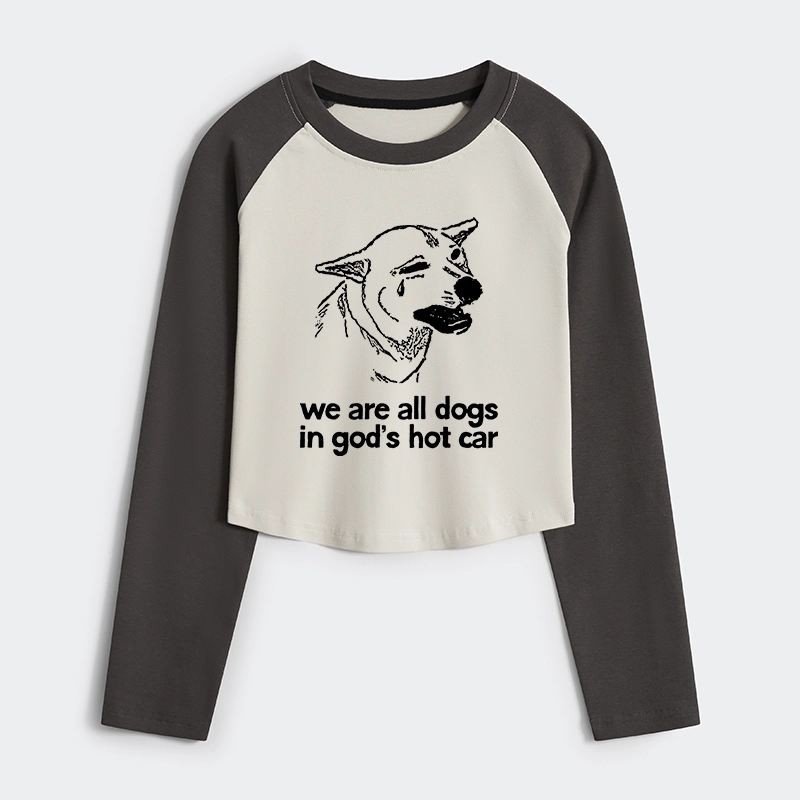 Tokyo-Tiger Sad Dog Funny Women's Crop Raglan T-Shirt