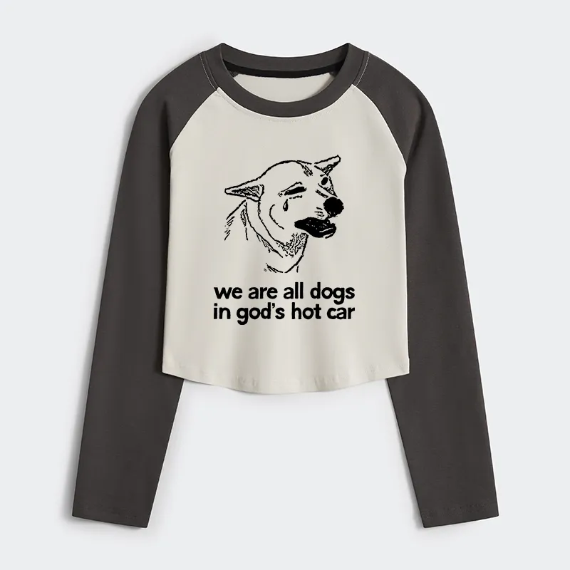 Tokyo-Tiger Sad Dog Funny Women's Crop Raglan T-Shirt