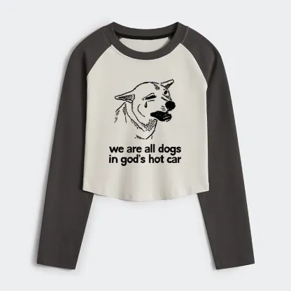 Tokyo-Tiger Sad Dog Funny Women's Crop Raglan T-Shirt