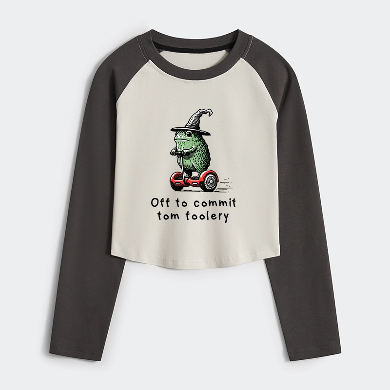 Tokyo-Tiger Frog Riding A Balance Scooter Women's Crop Raglan T-Shirt