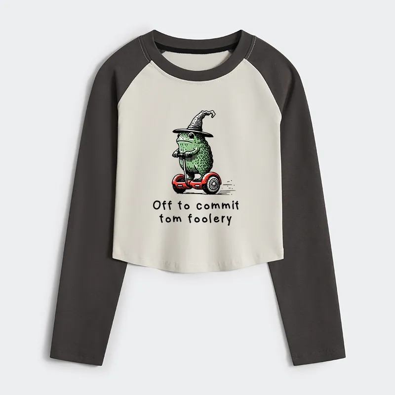 Tokyo-Tiger Frog Riding A Balance Scooter Women's Crop Raglan T-Shirt