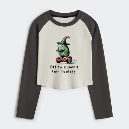 Tokyo-Tiger Frog Riding A Balance Scooter Women's Crop Raglan T-Shirt