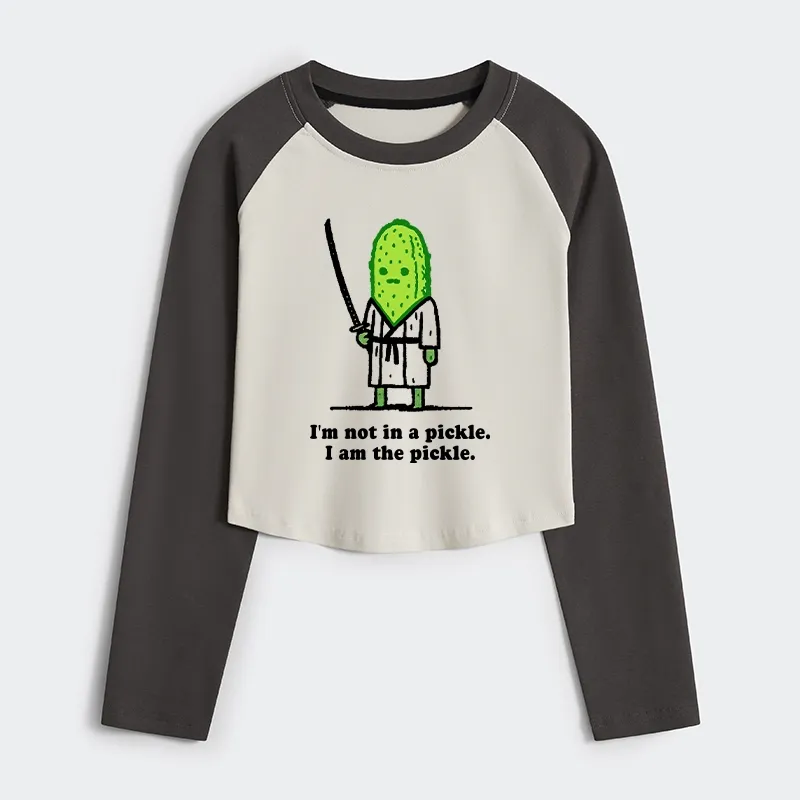 Tokyo-Tiger Funny Cucumber Samurai Women's Crop Raglan T-Shirt