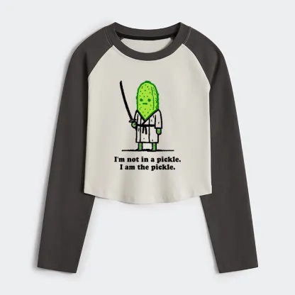 Tokyo-Tiger Funny Cucumber Samurai Women's Crop Raglan T-Shirt