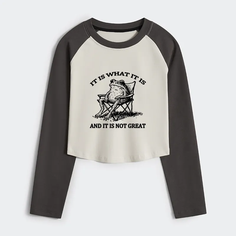 Tokyo-Tiger Resting Frog Funny Women's Crop Raglan T-Shirt