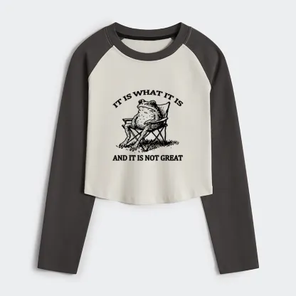 Tokyo-Tiger Resting Frog Funny Women's Crop Raglan T-Shirt