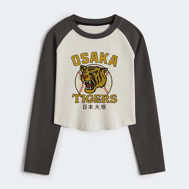 Tokyo-Tiger Funny Osaka Tigers Women's Crop Raglan T-Shirt