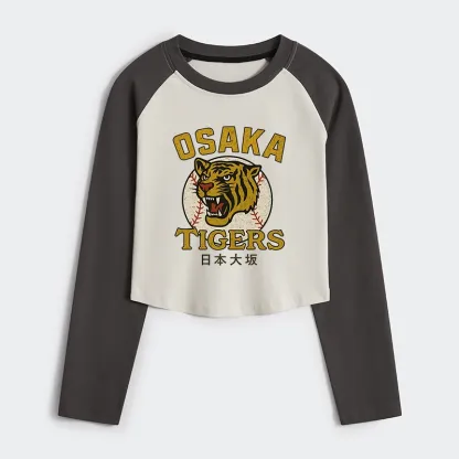 Tokyo-Tiger Funny Osaka Tigers Women's Crop Raglan T-Shirt
