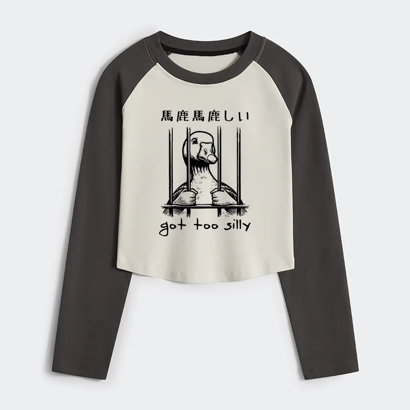 Tokyo-Tiger Got Too Silly Goose Women's Crop Raglan T-Shirt