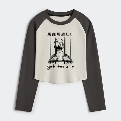 Tokyo-Tiger Got Too Silly Goose Women's Crop Raglan T-Shirt