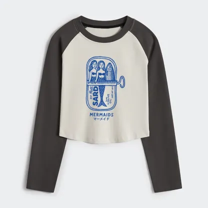 Tokyo-Tiger Mermaid Can Women's Crop Raglan T-Shirt