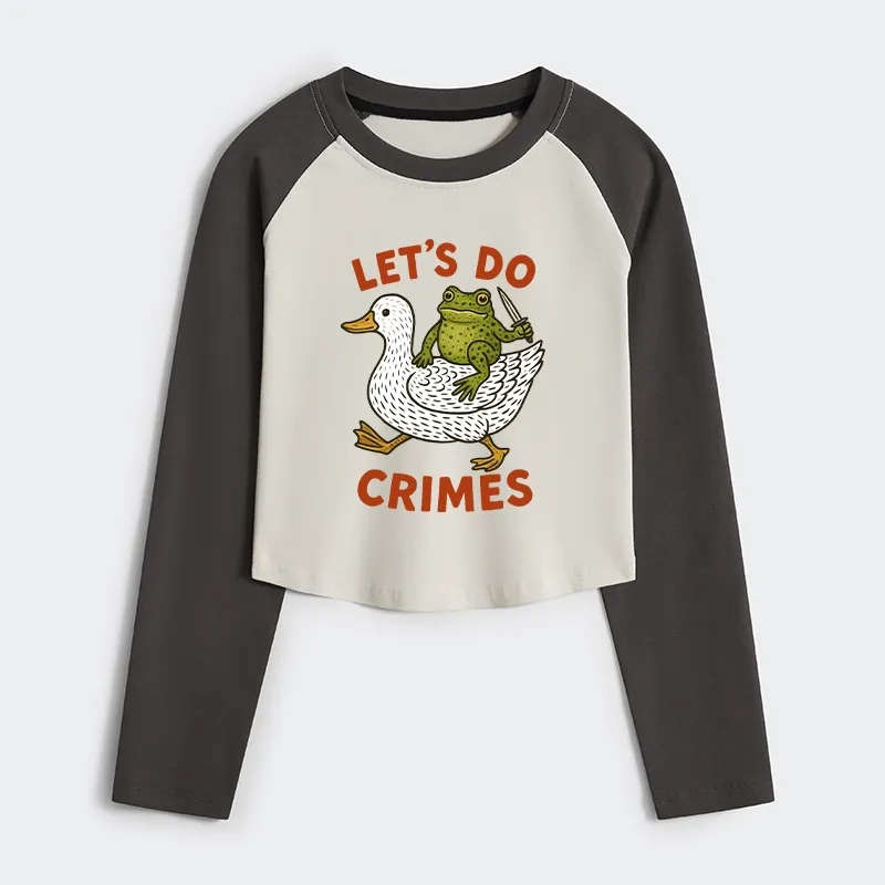 Tokyo-Tiger Frog Ready To Commit Crime Women's Crop Raglan T-Shirt