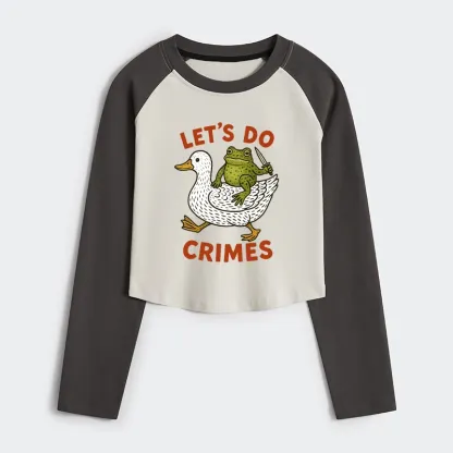 Tokyo-Tiger Frog Ready To Commit Crime Women's Crop Raglan T-Shirt