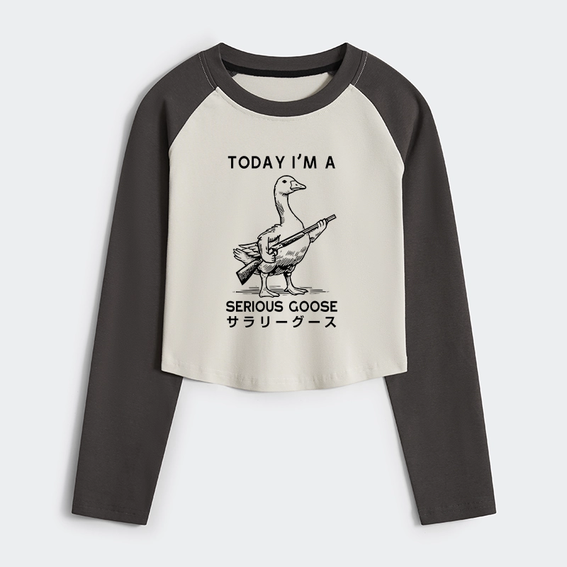 Tokyo-Tiger Serious Stupid Goose Women's Crop Raglan T-Shirt