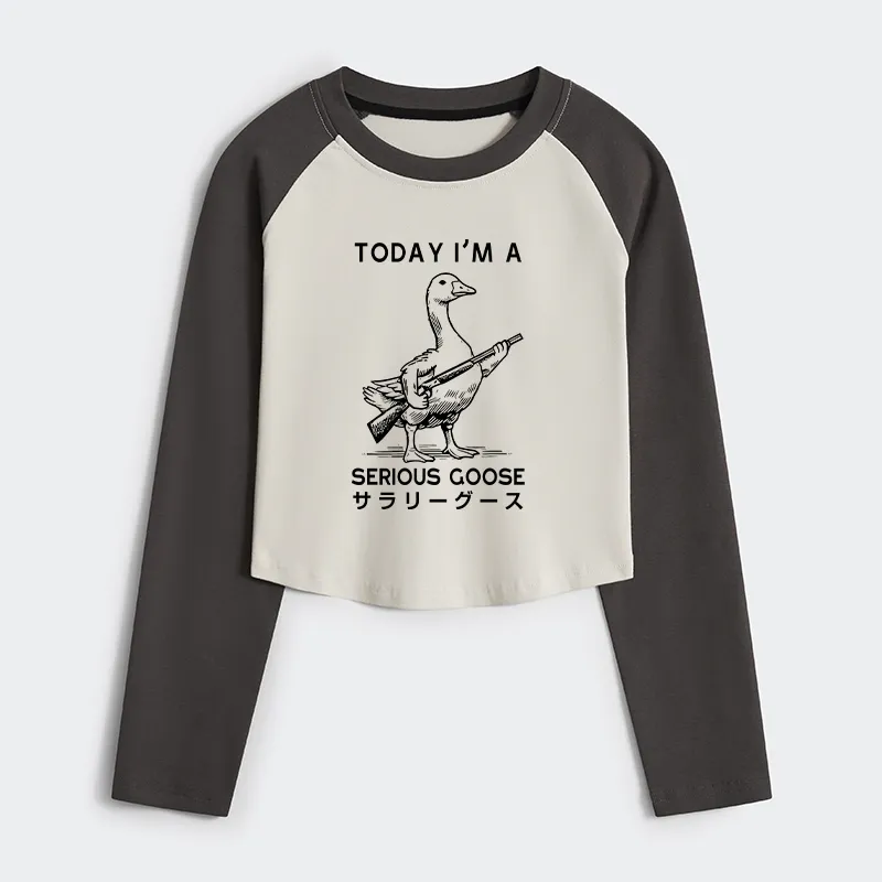 Tokyo-Tiger Serious Stupid Goose Women's Crop Raglan T-Shirt