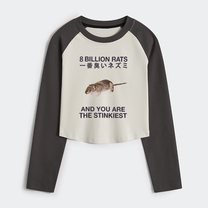 Tokyo-Tiger World's Stinkiest Rat Women's Crop Raglan T-Shirt