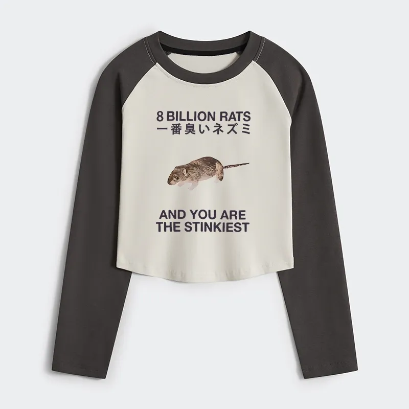 Tokyo-Tiger World's Stinkiest Rat Women's Crop Raglan T-Shirt