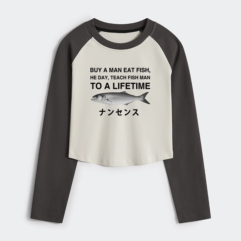 Tokyo-Tiger Funny To A Lifetime Women's Crop Raglan T-Shirt