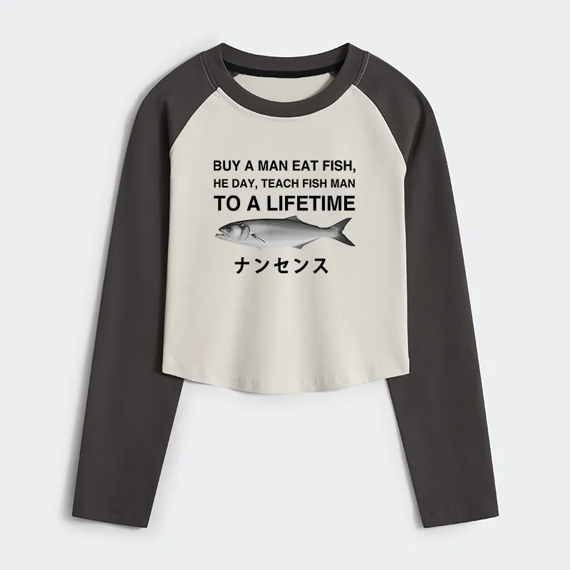 Tokyo-Tiger Funny To A Lifetime Women's Crop Raglan T-Shirt