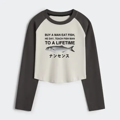 Tokyo-Tiger Funny To A Lifetime Women's Crop Raglan T-Shirt
