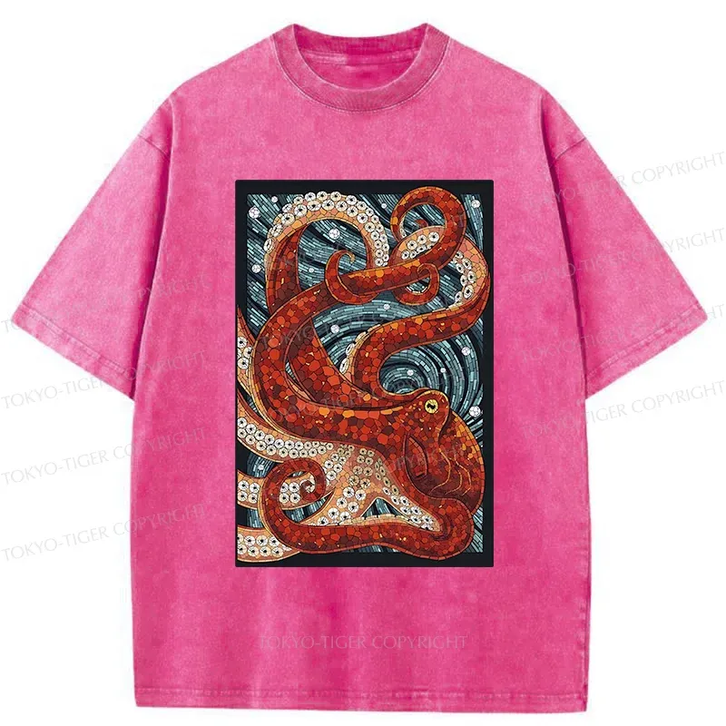 Tokyo-Tiger Colorful Octopus Washed T-Shirt