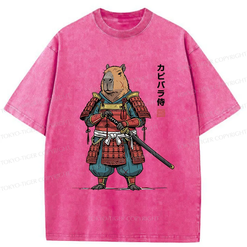 Tokyo-Tiger Capybara Samurai Washed T-Shirt