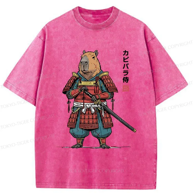 Tokyo-Tiger Capybara Samurai Washed T-Shirt