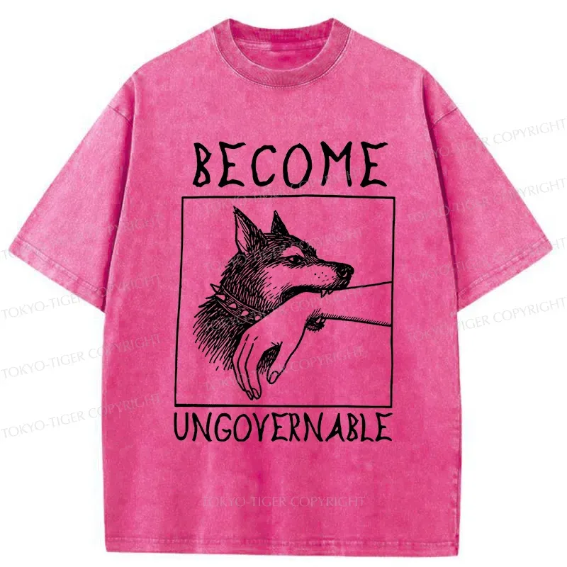 Tokyo-Tiger Uncontrolled Dog Washed T-Shirt