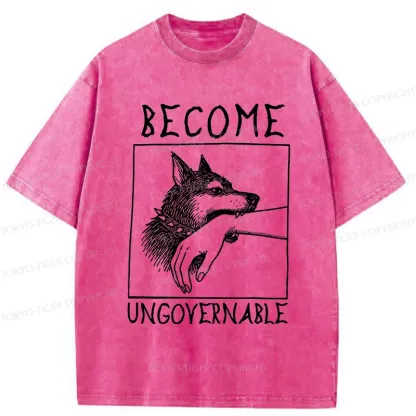 Tokyo-Tiger Uncontrolled Dog Washed T-Shirt