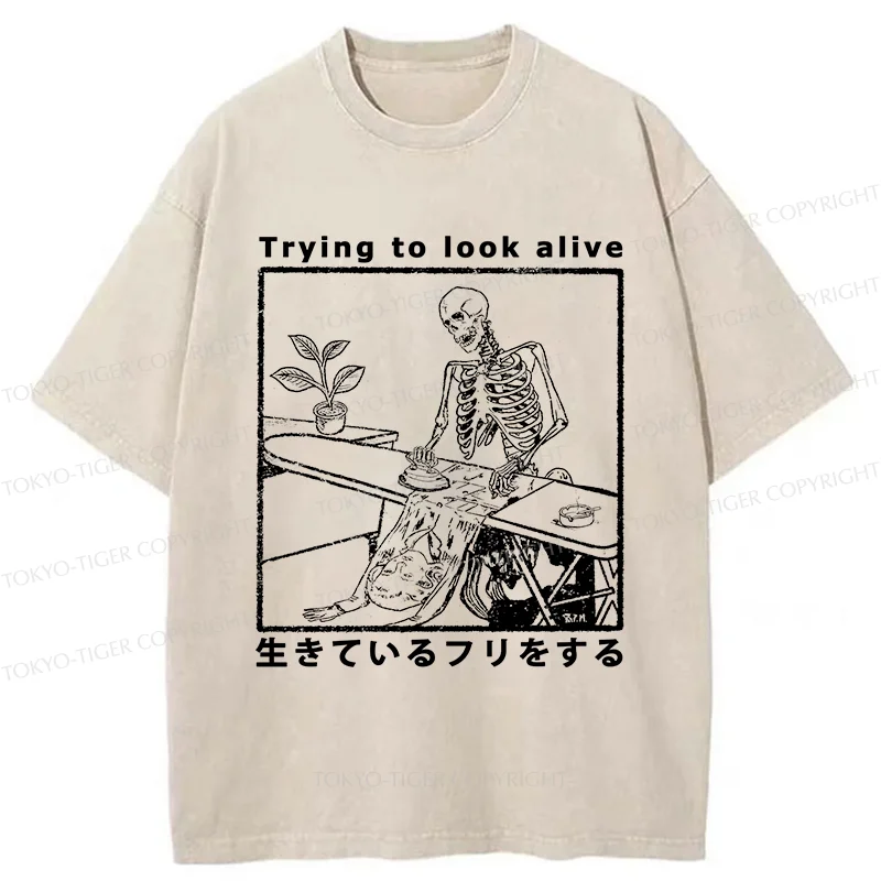 Tokyo-Tiger Ironing Shell Washed T-Shirt