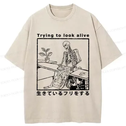 Tokyo-Tiger Ironing Shell Washed T-Shirt