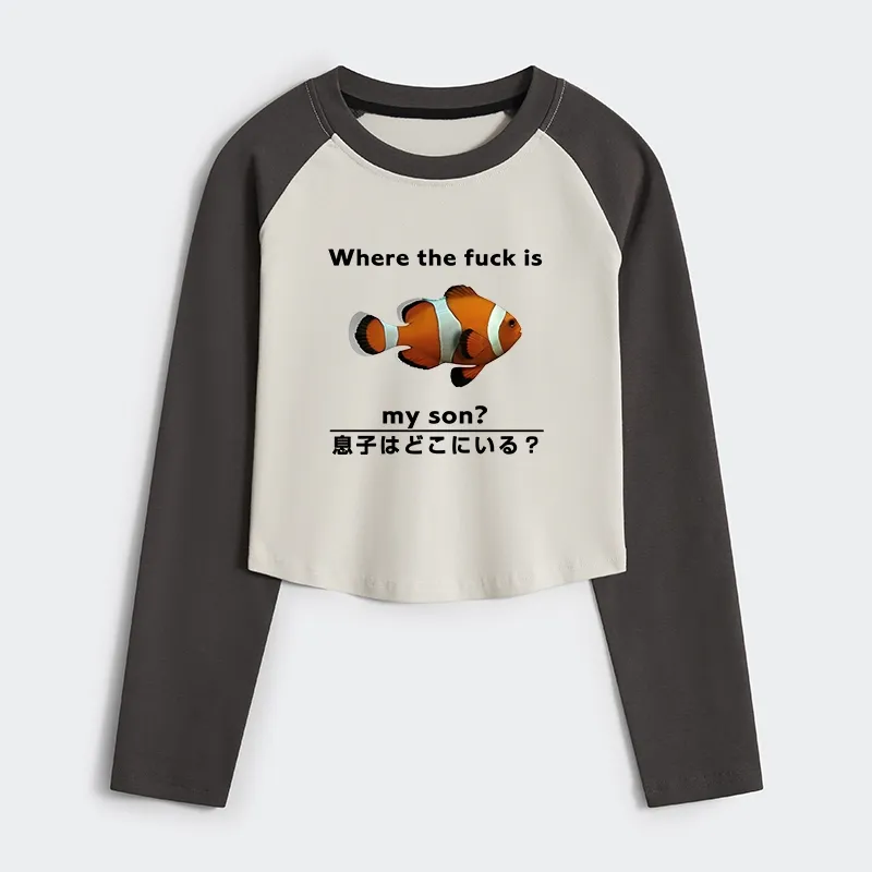 Tokyo-Tiger Fish Looking For Son Women's Crop Raglan T-Shirt