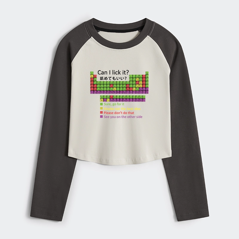 Tokyo-Tiger Can I Lick It Women's Crop Raglan T-Shirt