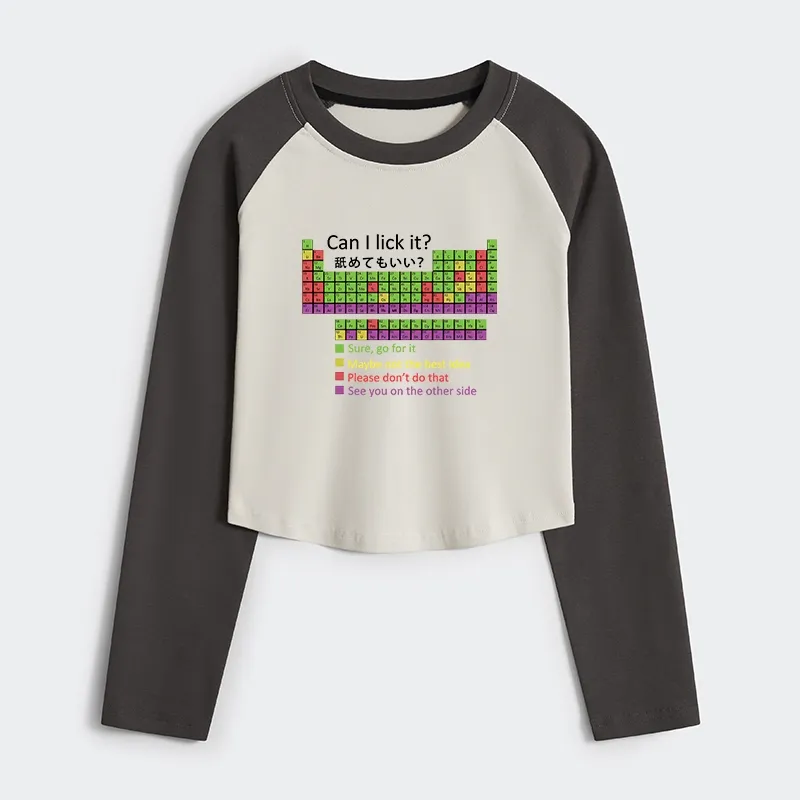 Tokyo-Tiger Can I Lick It Women's Crop Raglan T-Shirt