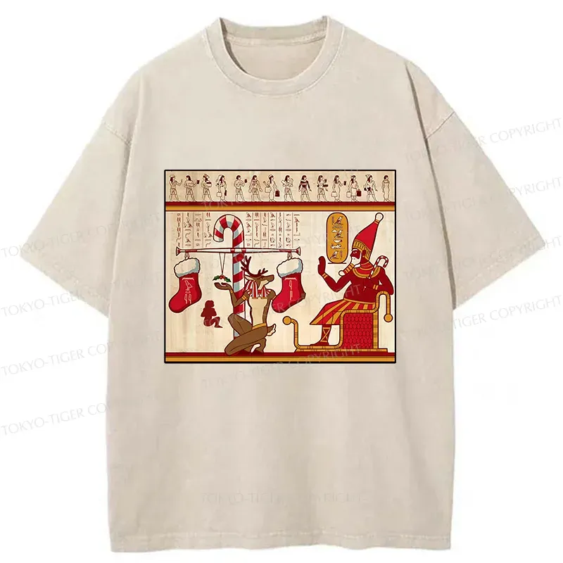 Tokyo-Tiger Egyptian Christmas Washed T-Shirt