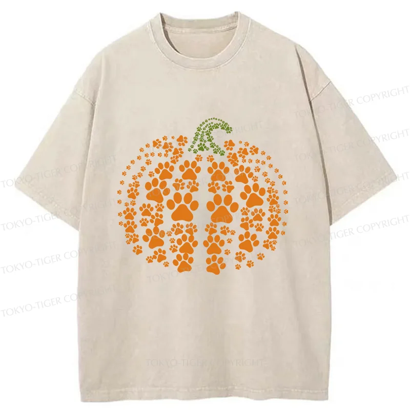 Tokyo-Tiger Cute Pumpkin Washed T-Shirt