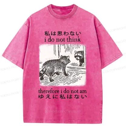 Tokyo-Tiger Raccoon Self-doubt Washed T-Shirt